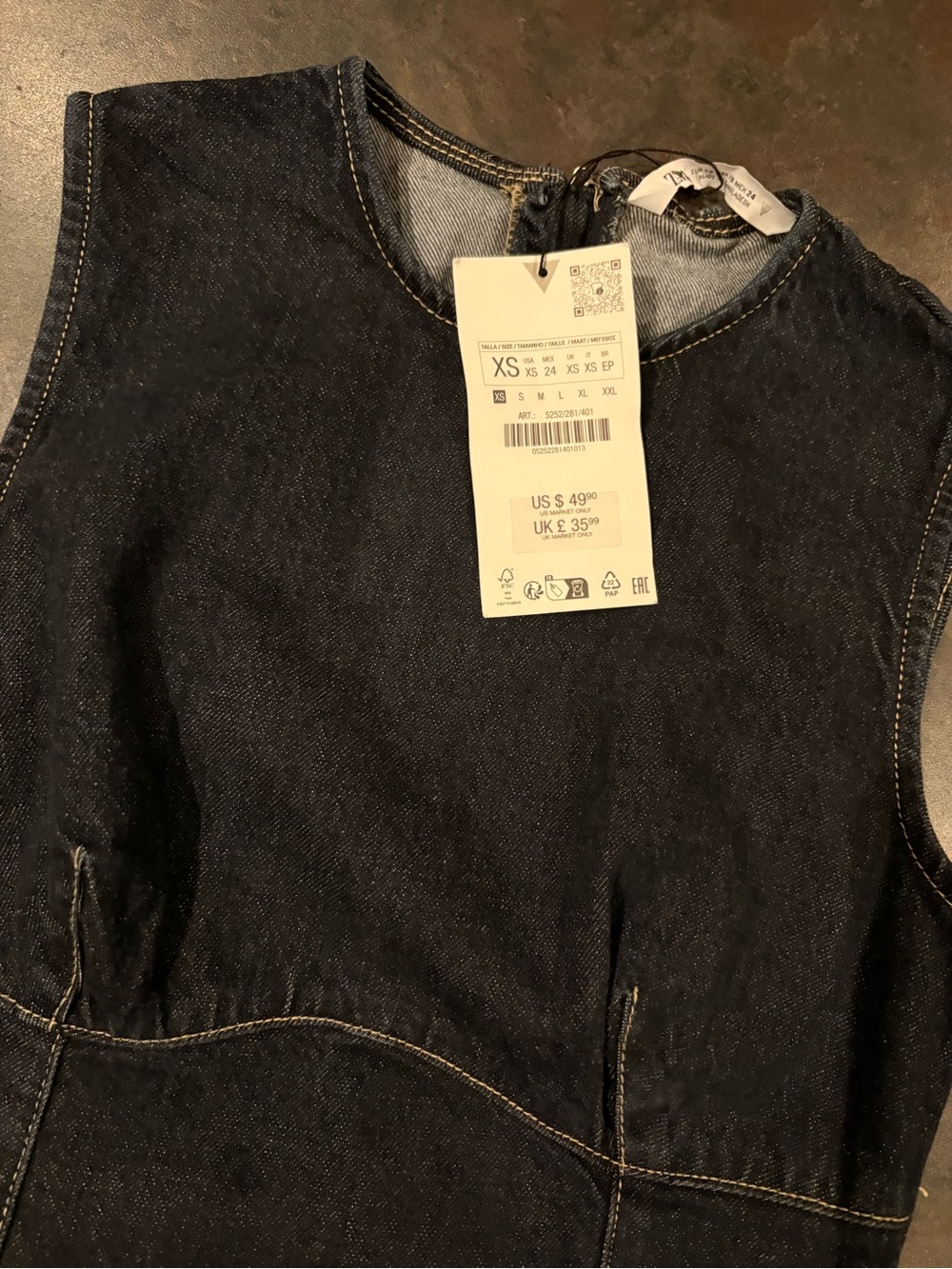 Zara Classic Sleeveless Midi Dress in Dark Denim XS - Picture 4 of 6